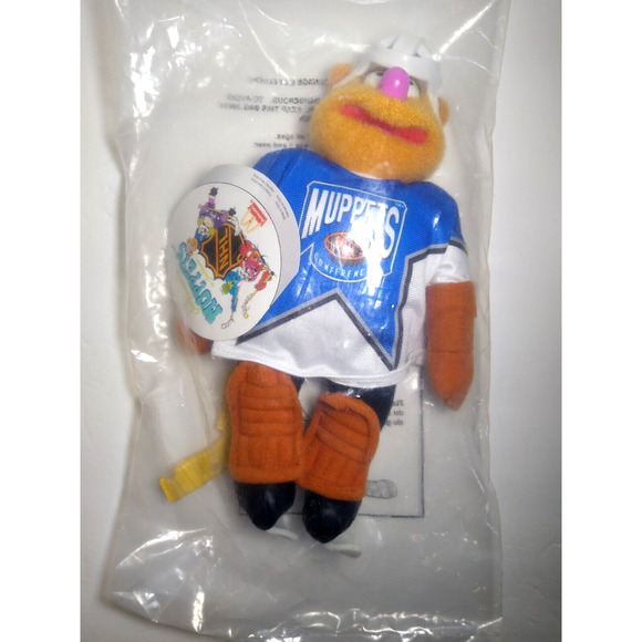 Fozzie Bear Muppets NFL Hockey Plush Toy Doll McDonalds Sealed 1995 Vintage New - Picture 1 of 5